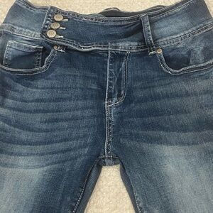 Women’s Dark Blue Washed Jeans - Classic Rising Waist flared leg